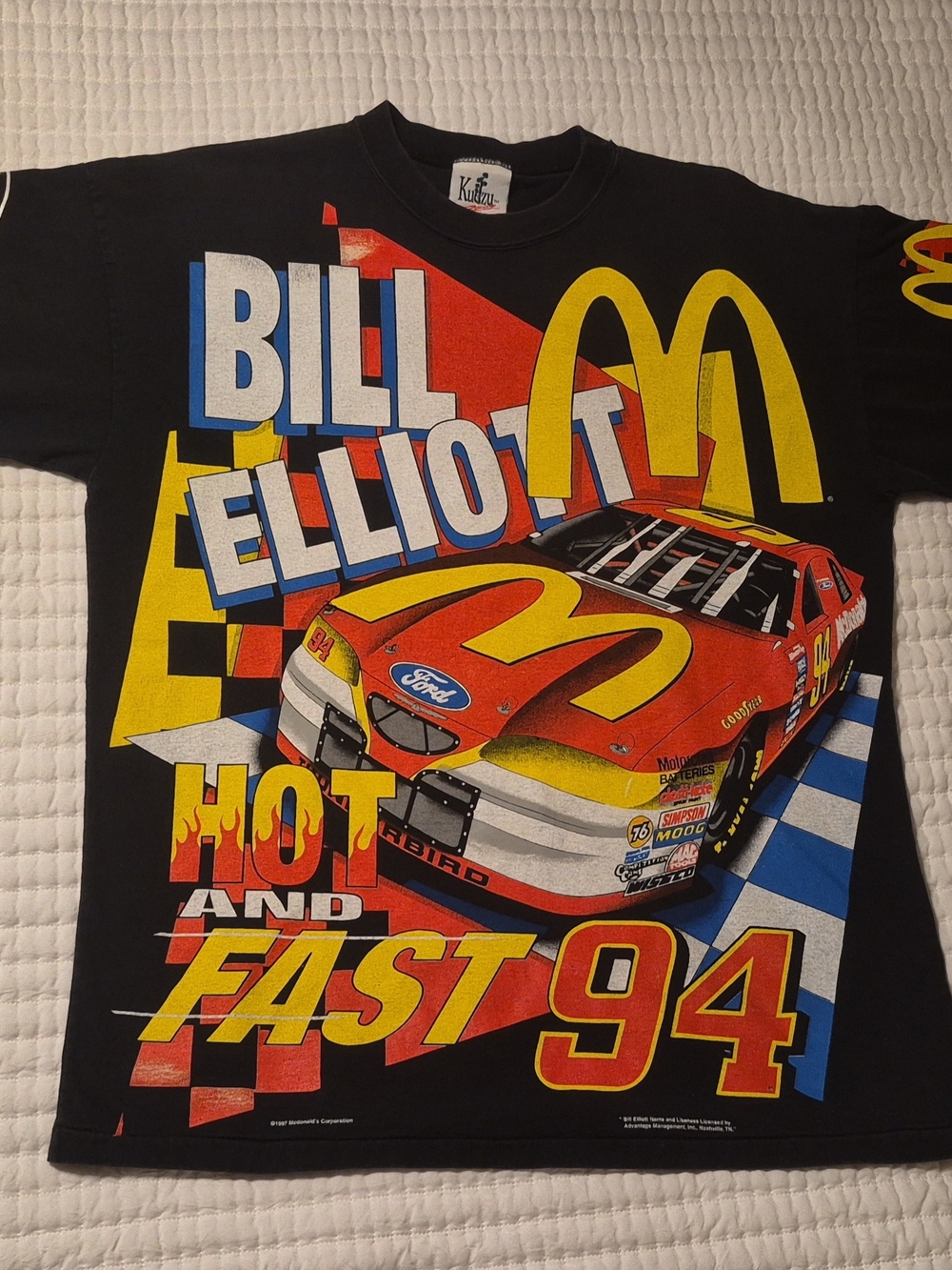 Vintage 1997 Bill Elliot McDonalds Racing #94 Large Graphic T-shirt Made In USA